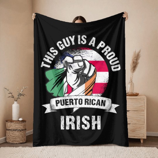 Puerto Rico Flag Ireland Grown Men Boys Guy Throw Blankets
