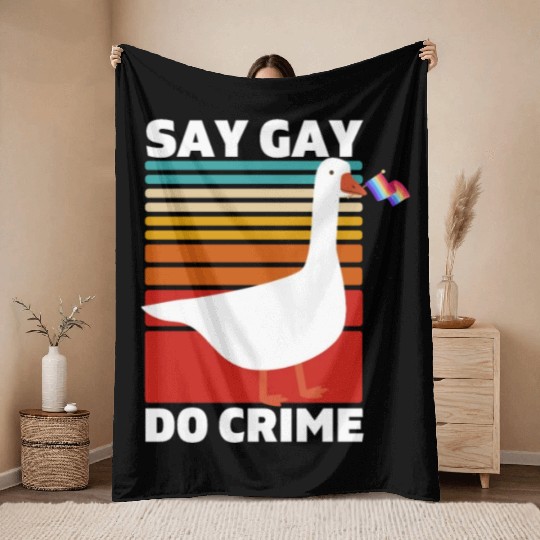 Say Gay Do Crime. LGBTQ Pride. Throw Blankets