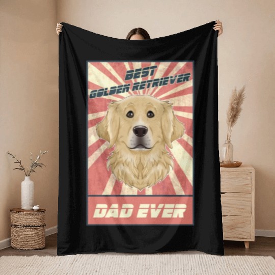 Best Golden Retriever Dad Ever I Golden Retriever Throw Blankets