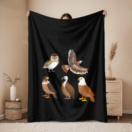 Birds of Prey Of The World Throw Blankets