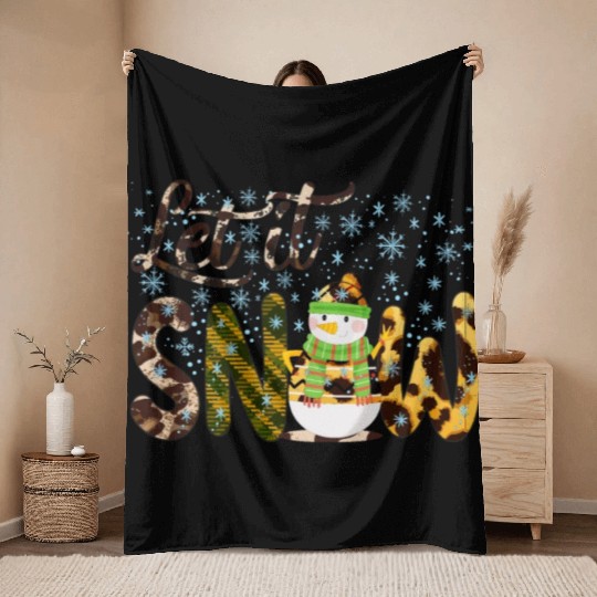 Christmas Snowman, Let it snow , Snowman gift Throw Blankets