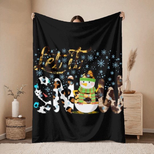 Christmas Snowman, Let it snow , Snowman gift Throw Blankets