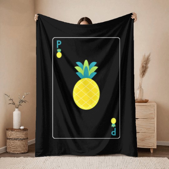 Open Faced Chinese Poker Pineapple Throw Blankets