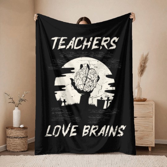 Halloween Teacher School Brain Lover Throw Blankets