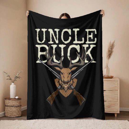 Uncle Buck Deer Slayer Deer Hunter Deer Hunting Fa Throw Blankets