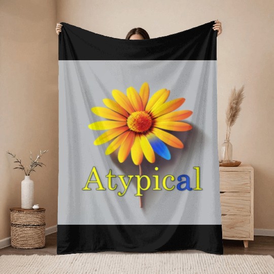 Colorful flower, atypical or neurodivergent Throw Blankets