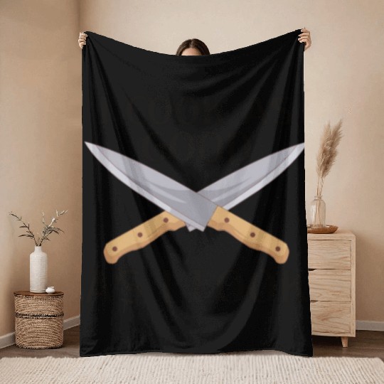 Chef Cook Kitchen Restaurant Knives Cookout Throw Blankets