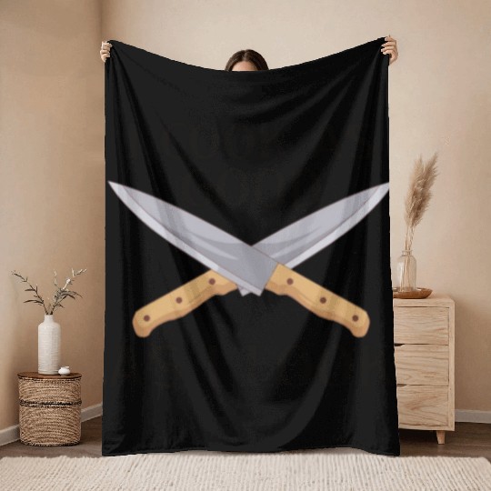 Chef Cook Kitchen Restaurant Knives Cookout Throw Blankets