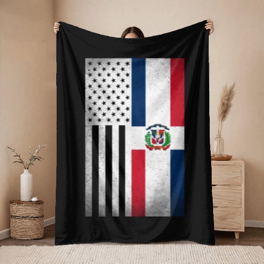 Dominican Republic Design for Dominican Americans Throw Blankets