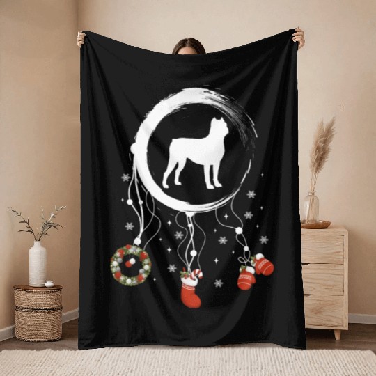 dog dreamcatcher Christmas Cane Corso Throw Blankets