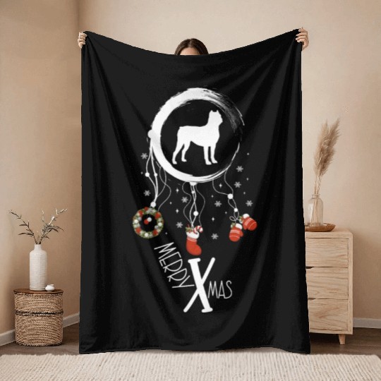 dog dreamcatcher Christmas Cane Corso Throw Blankets