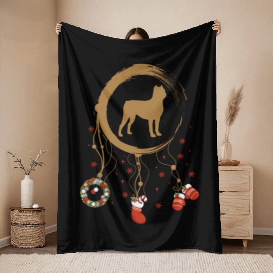 dog dreamcatcher Christmas Cane Corso Throw Blankets