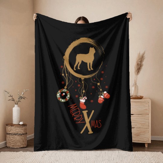 dog dreamcatcher Christmas Cane Corso Throw Blankets