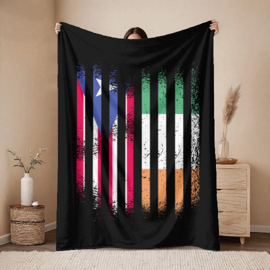 Puerto Rico Flag Ireland Grown Flags Stripes Throw Blankets