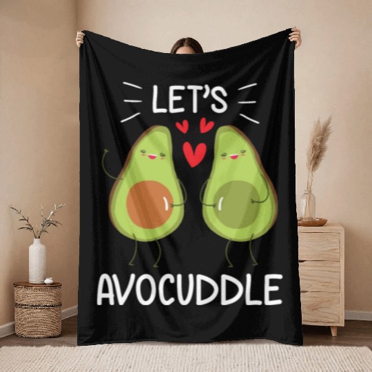 Let's Avocuddle Clothing Vegan Lover Gift Avocado Throw Blankets