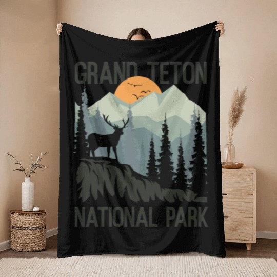 Grand Teton National Park Mountains Wilderness Throw Blankets