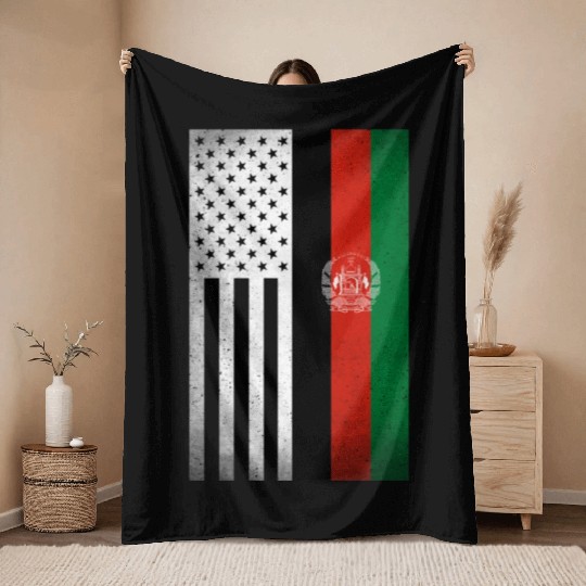 Afghanistan Design for proud Afghan Americans Throw Blankets