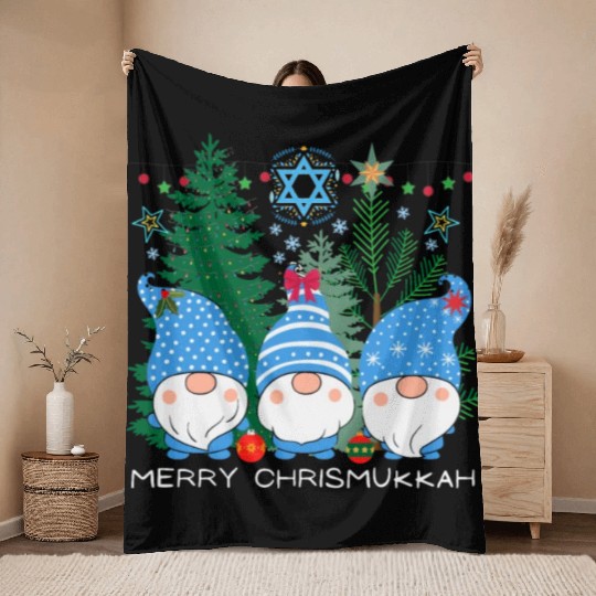 Merry Christmukkah, Jewish Christmas Throw Blankets
