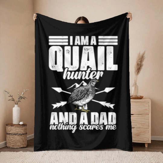 Funny Quail Hunting Hobby Northern Bobwhite Quail Throw Blankets