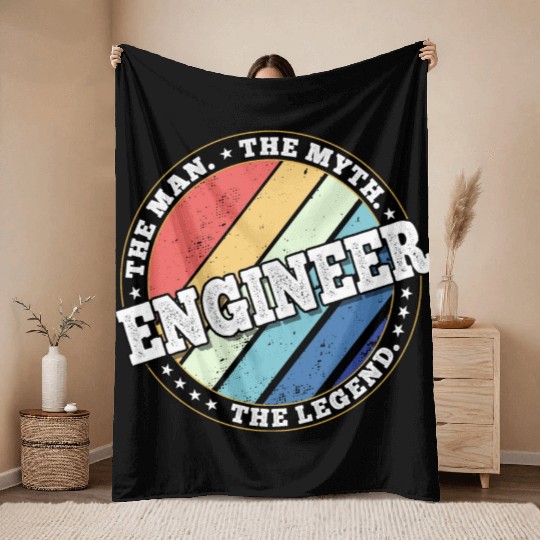 Engineer. The man. The myth. The legend. Throw Blankets