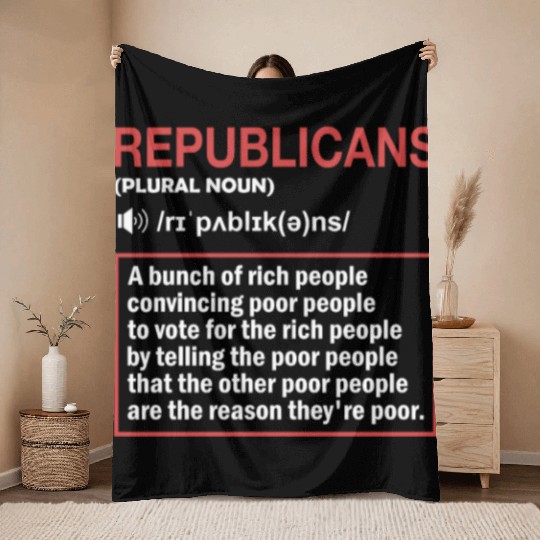 Anti Republicans Definition - Democrat Liberal Throw Blankets