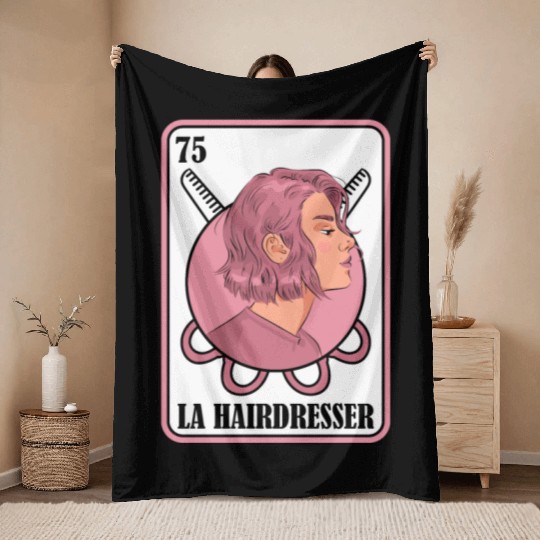 Hairdresser Hairstylist Card Throw Blankets