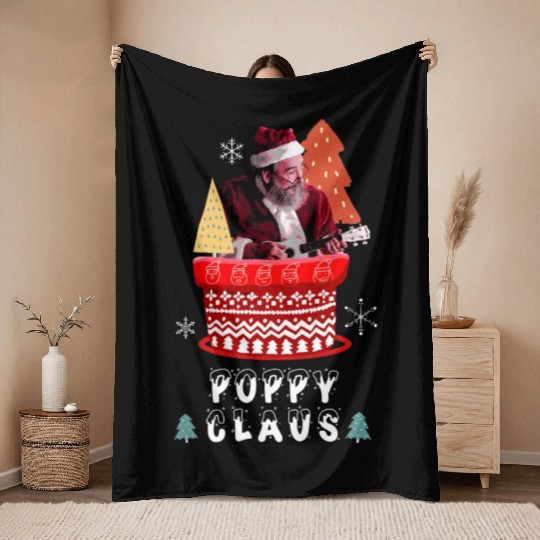 POPPY CLAUS MARRY CHRISTMAS Throw Blankets