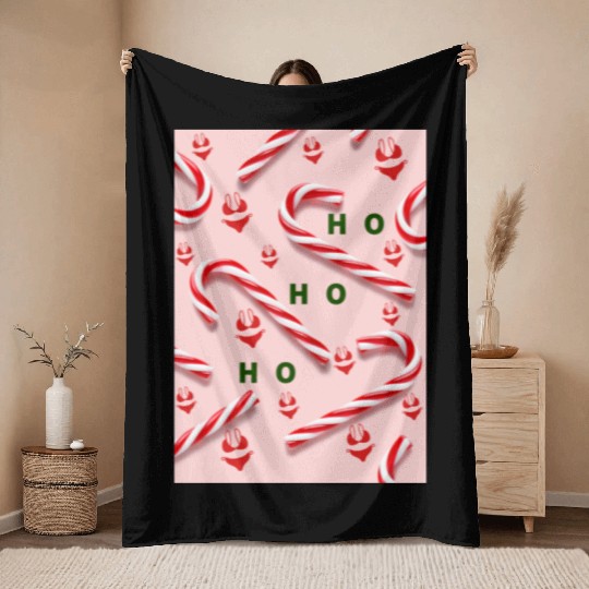 Funny Christmas Candy Canes Throw Blankets