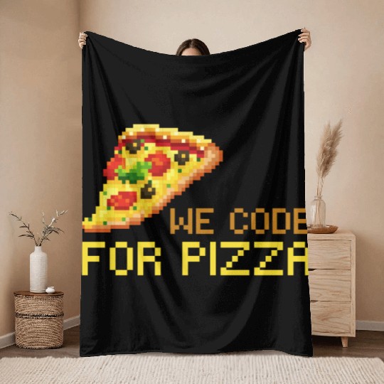 We Code For Pizza | Software Developer Meme Throw Blankets