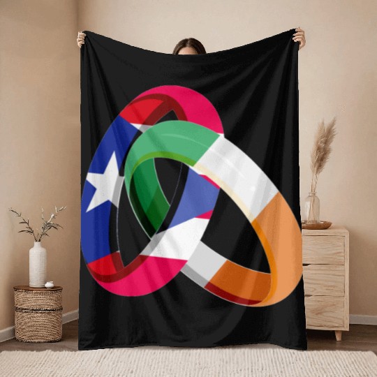 Puerto Rico Flag Ireland Ring Marriage Wedding Throw Blankets
