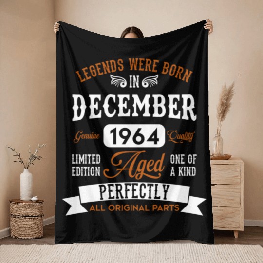 December 1964 Legends Birthday Gift Throw Blankets