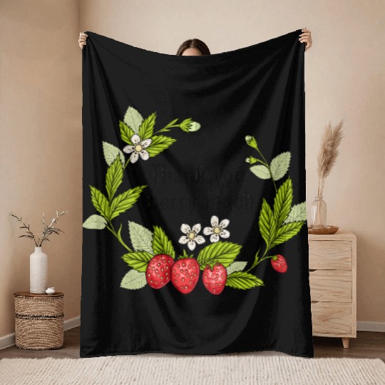 Thank you berry much, cute pun with strawberry Throw Blankets