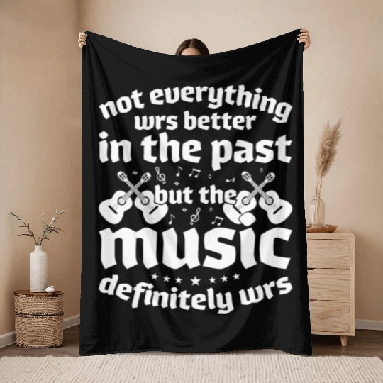 Retro Vintage 70s 80s Music Rock Guitar Throw Blankets