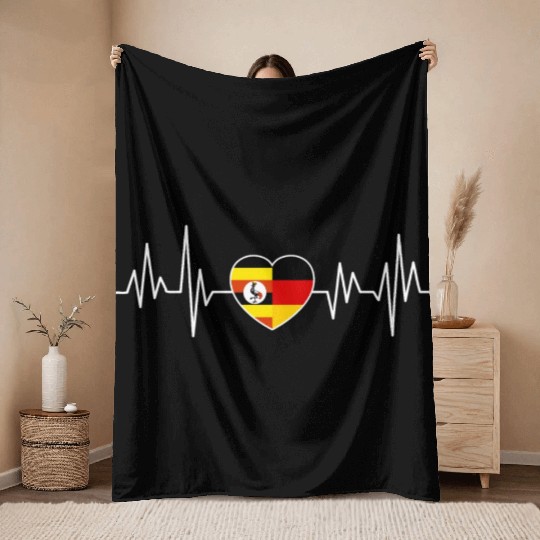 Uganda Germany Flag Two Countries Throw Blankets