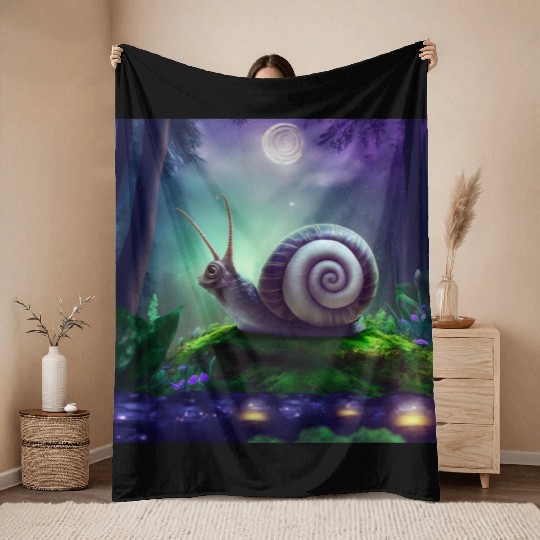 Spiral Moongazing Snail Ombre Aqua Lavender sky Throw Blankets