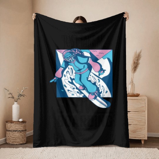 Snowboarding Throw Blankets