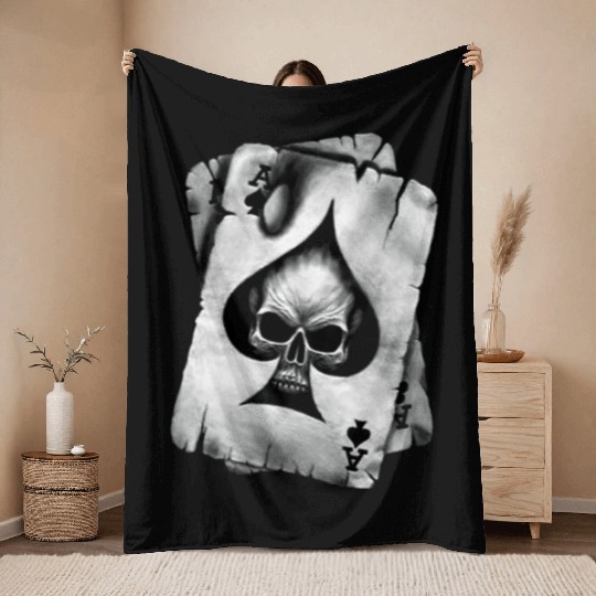 Ace of Skulls Death Cards Vietnam Throw Blankets