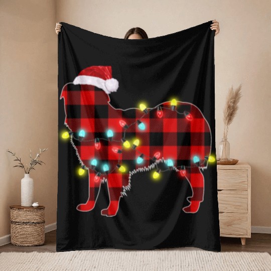 Miniature American Shepherd Christmas Dog Lover Throw Blankets