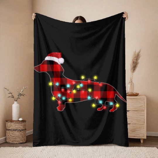 Dachshund Christmas Dog Lover Pajamas Throw Blankets