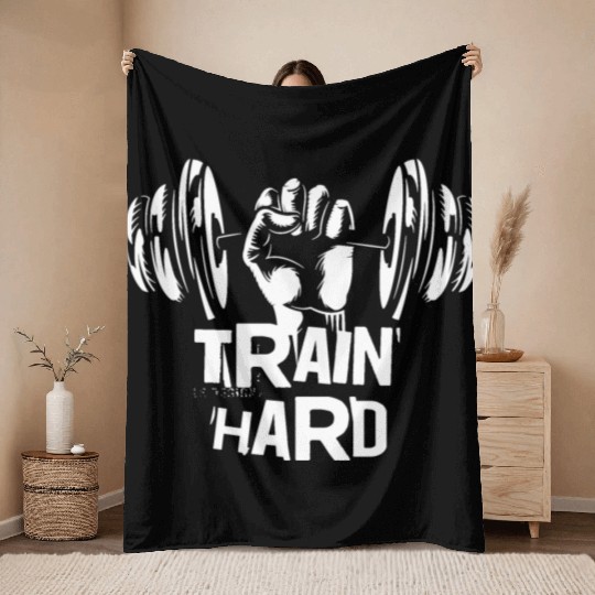 Train hard, gym motivated and excited Throw Blankets