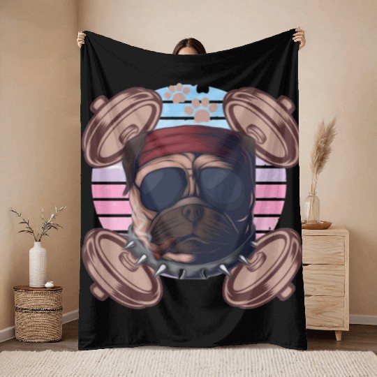 Gym Dog boss Throw Blankets