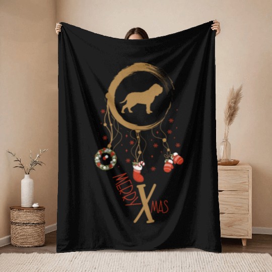 dog dreamcatcher Christmas Neapolitan Mastiff Throw Blankets
