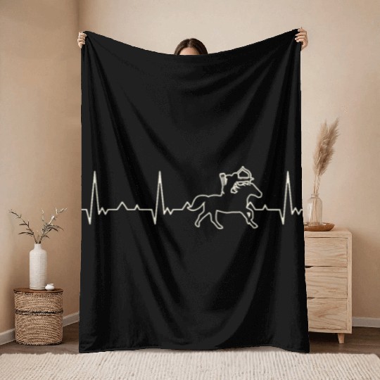 Archery Horse 'riding. Heart. Love. EKG. Pulse. Throw Blankets