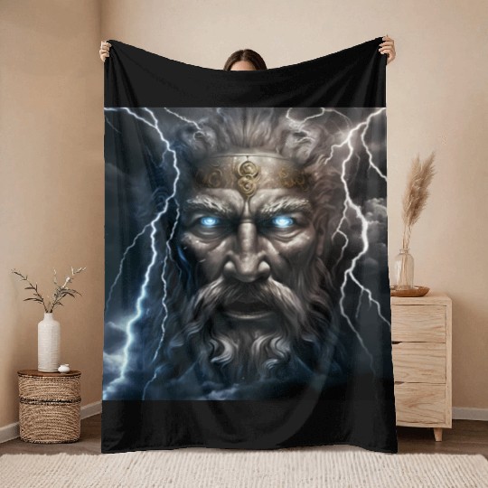 Portrait of Zeus Throw Blankets