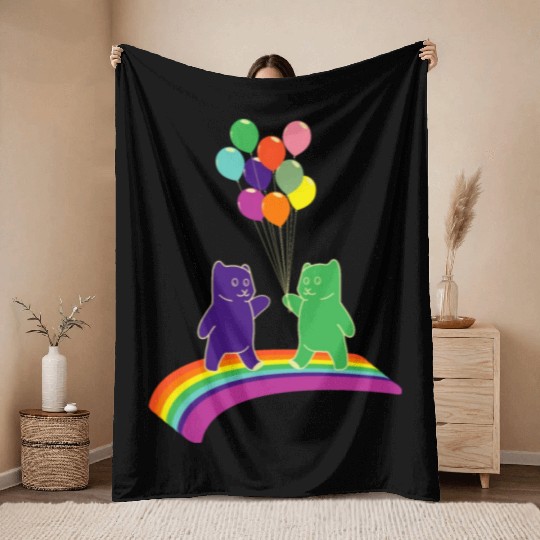 Kidcore gummy bears balloons rainbow colors gift Throw Blankets