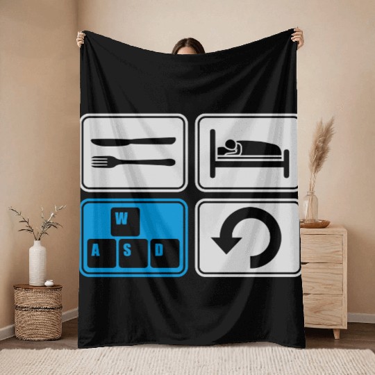 gaming daily repeat computer Throw Blankets