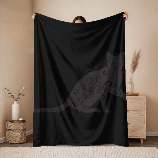 Black magic Cat desk mat , black cat holding on Throw Blankets