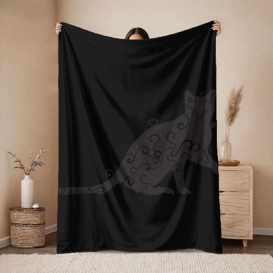 Black magic Cat desk mat , black cat holding on Throw Blankets