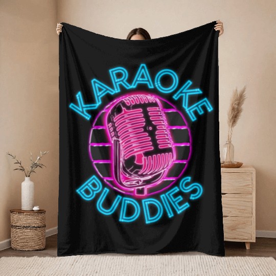 Karaoke Singer Friends Besties 80s Throw Blankets