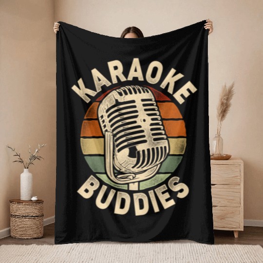 Karaoke Singer Friends Besties Throw Blankets